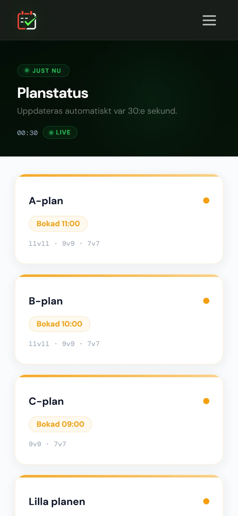 Publik planstatus i mobilen.